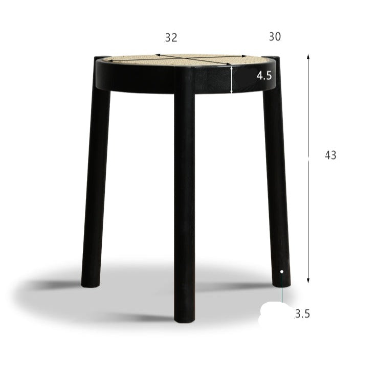 Smoky field  stacking round stool oak solid wood
