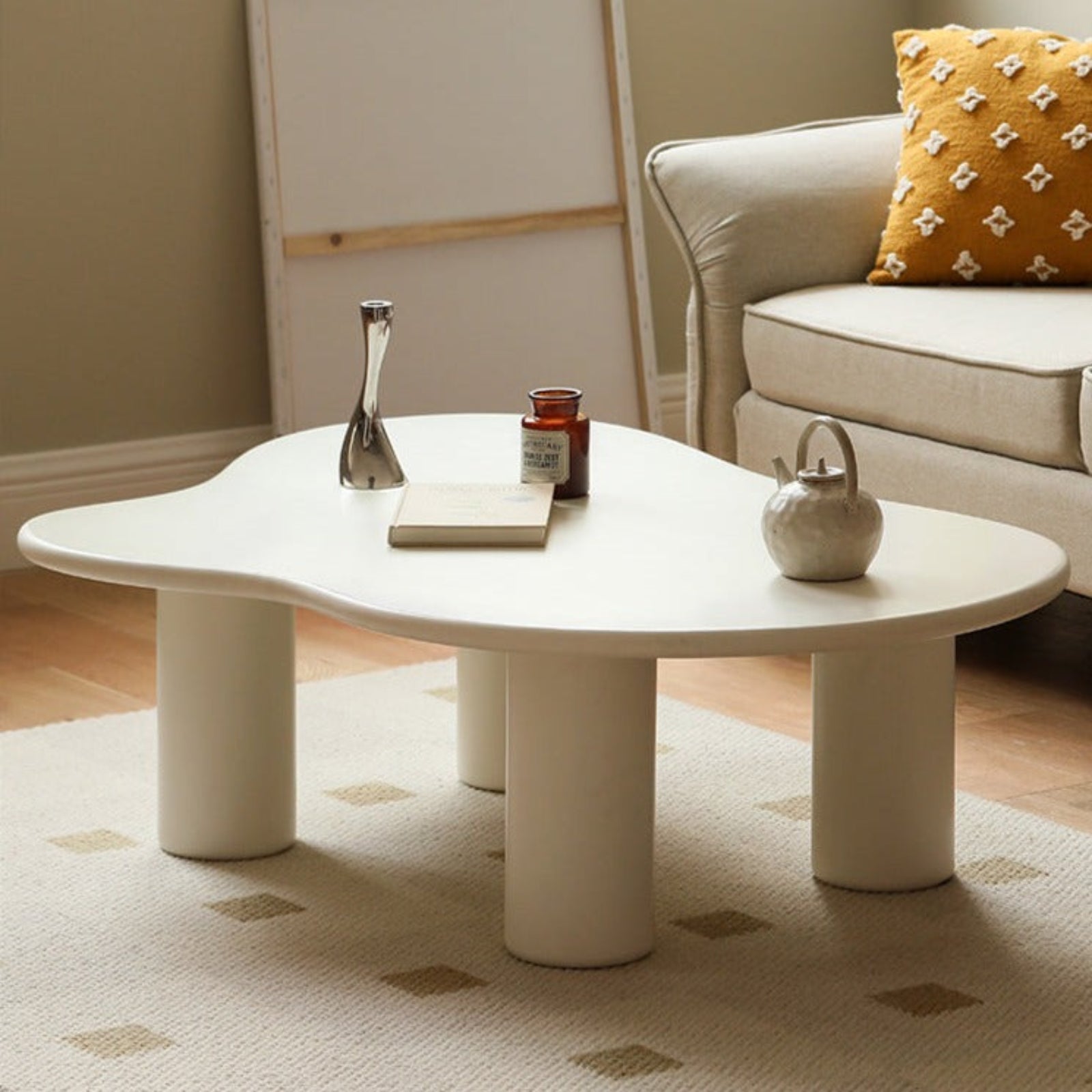 Solid RubberWood Creamy Cloud Coffee Table
