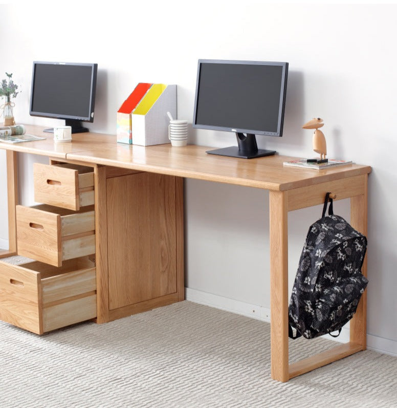 Solid wood student desk with deals drawers