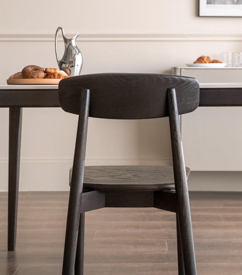 2 pcs set-Oak solid wood black chair-