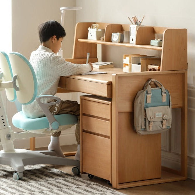 Oak solid wood kids study table can be lifted and adjusted"