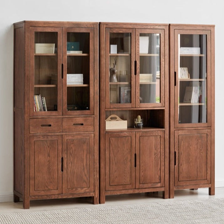 Oak solid wood Bookcase combination -