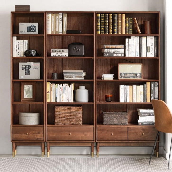 Black walnut combination bookcase cabinet"