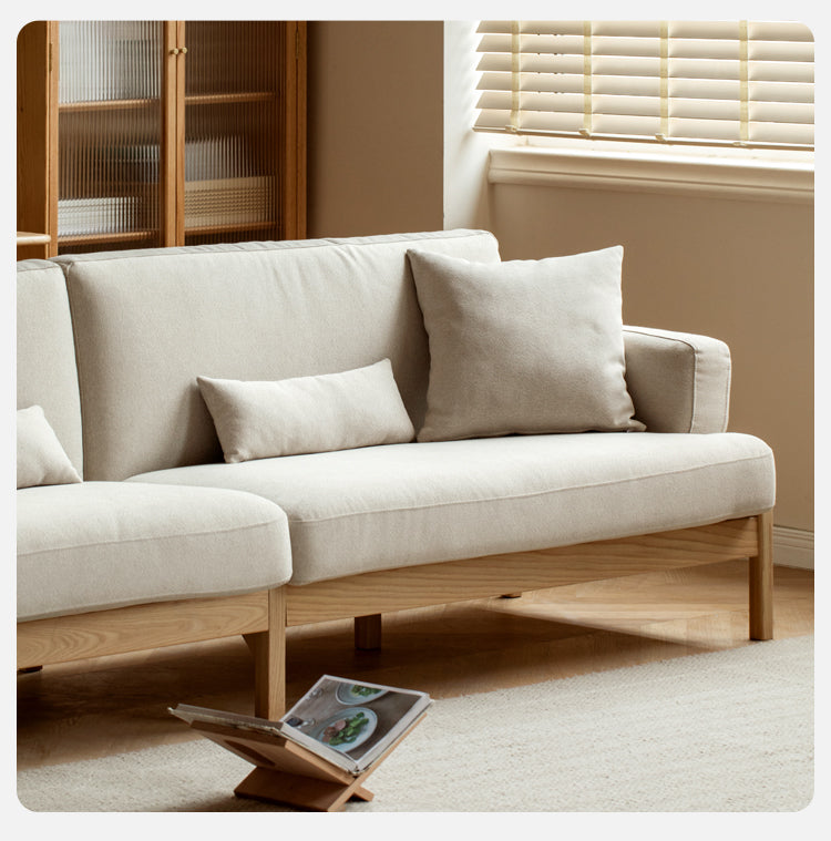 Cream color sofa Oak solid wood-