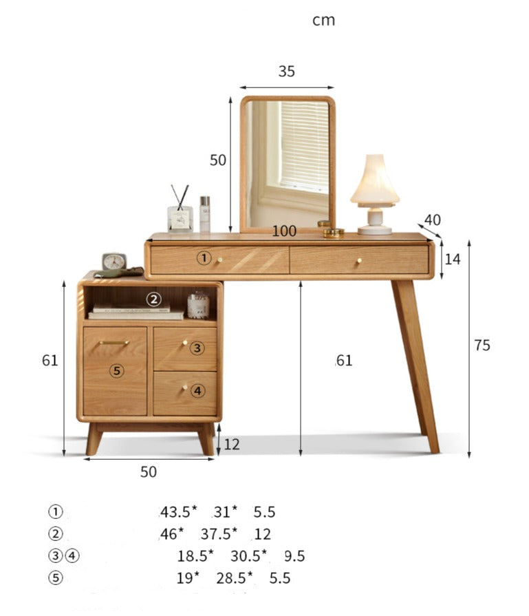 Telescopic Dressing table cabinet Oak solid wood"
