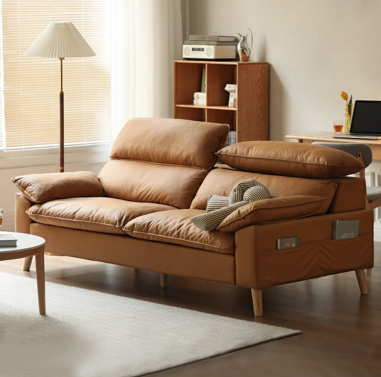 Technology fabric sofa with adjustable headrest"