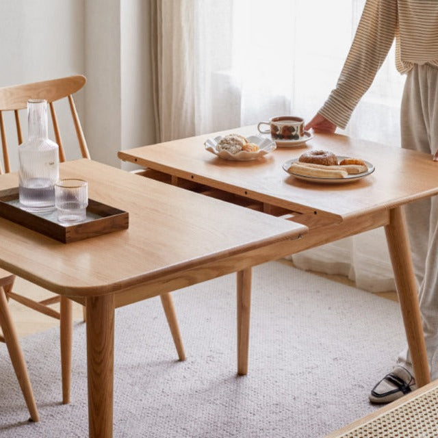Oak Solid Wood Retractable Folding Dining Table