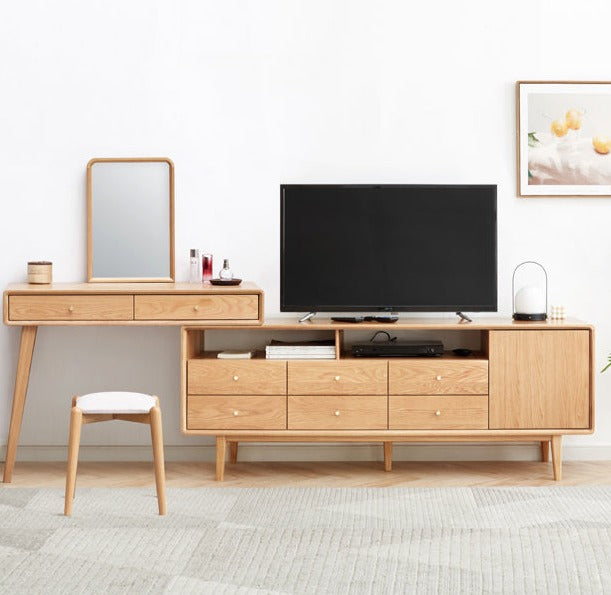 Oak solid wood Bedroom TV cabinet