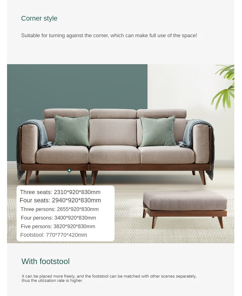 Sofa Black Walnut solid wood+