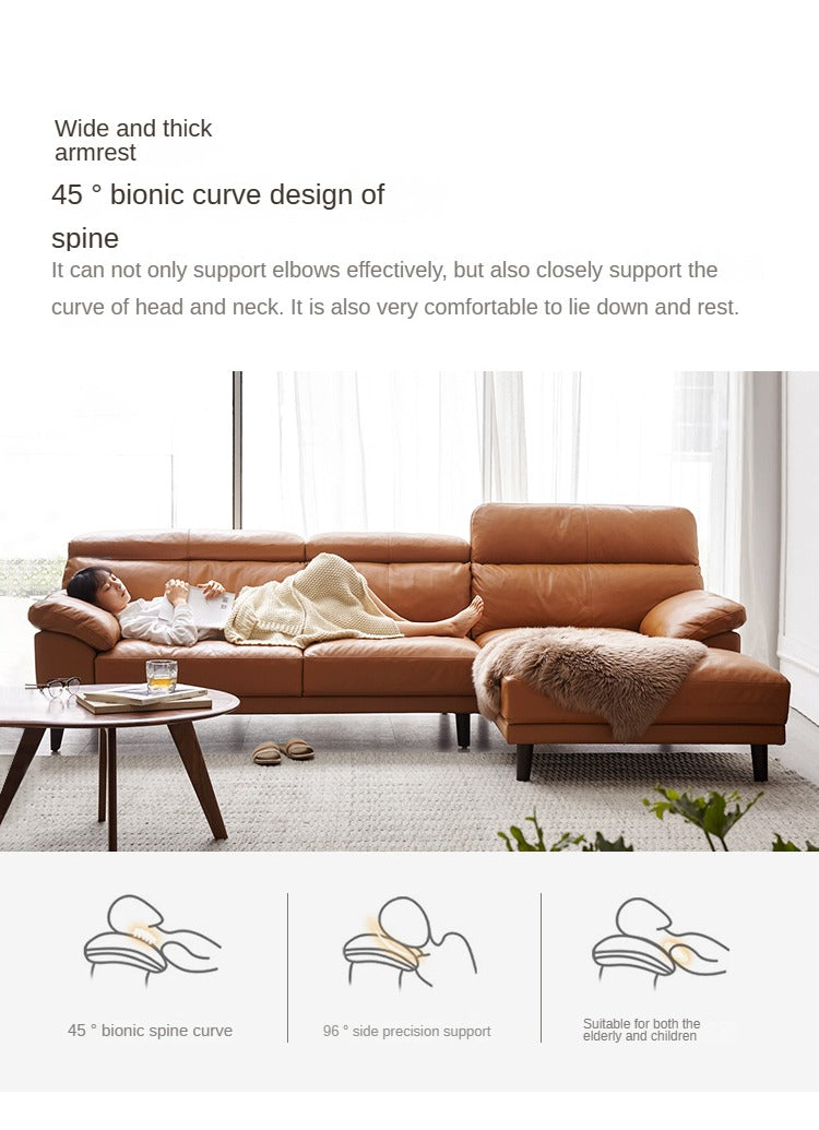 Italian-Style Yellow Cowhide Leather Sofa)