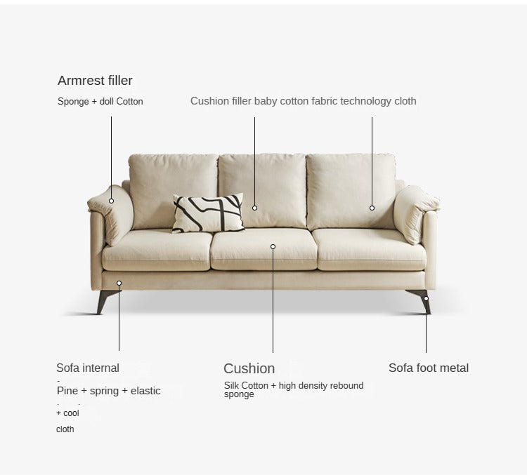 Technology Cloth Glutinous Rice White Sofa-