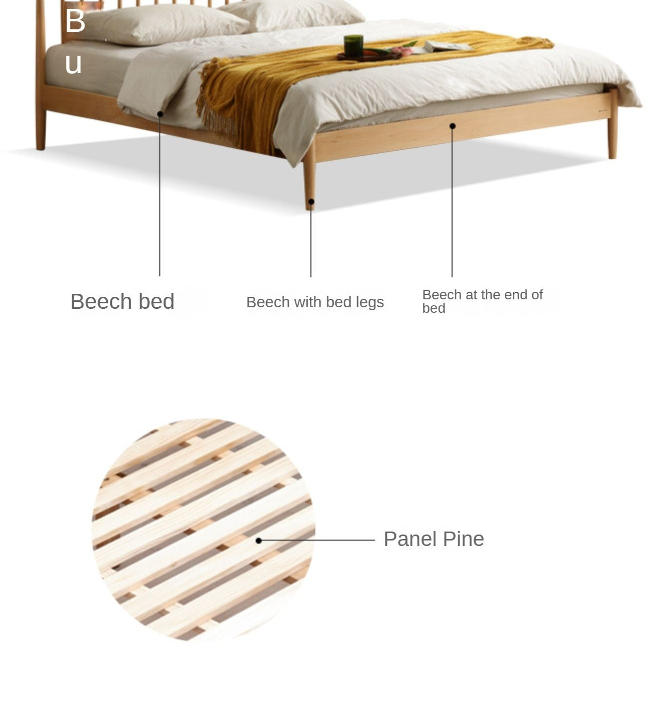 Oak, Beech Solid Wood Windsor Bed