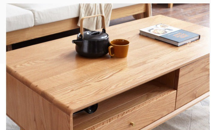 Oak solid wood Nordic coffee table"